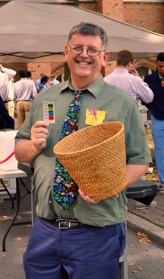 Brother Charles shows off a winning prize.