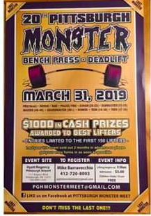 The poster for the 20th Annual Pittsburgh Monster Benchpress and Dead-lift where Mr. Macurak won his category.
(c) Pittsburgh Monster