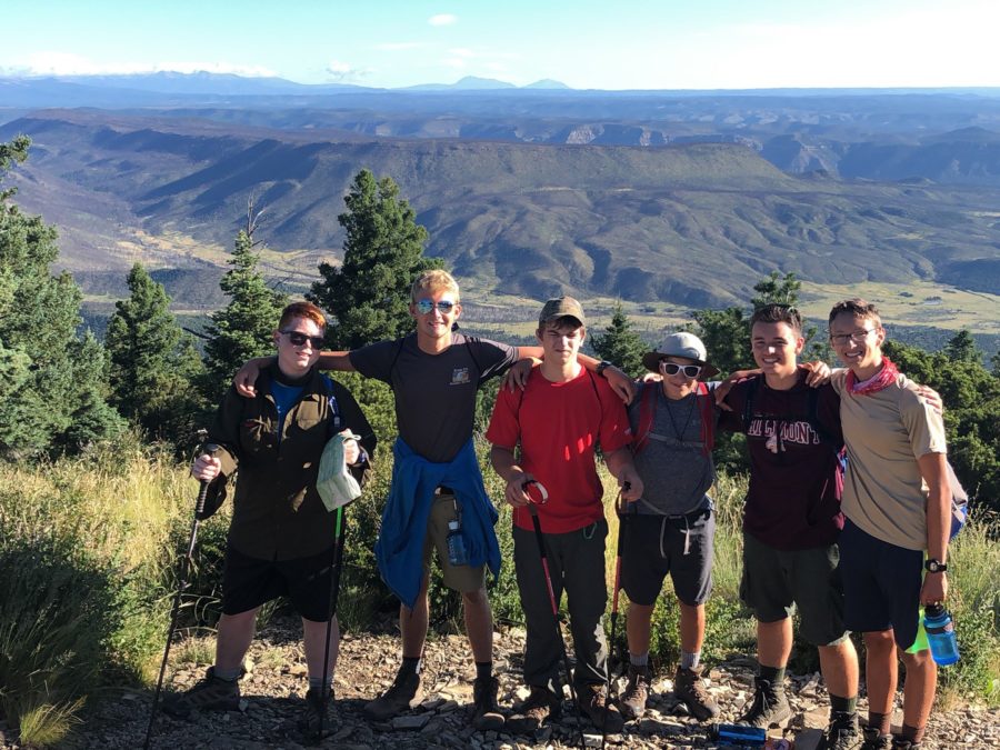 Junior Owen OMalley and fellow hikers during a group photo on their journey for the Philmont Trek.
