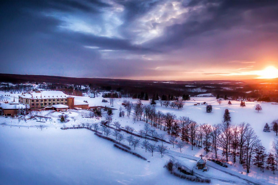 An overhead view of Nemacolin Resort, one the top ski locations in the Greater Pittsburgh area. (c) Nemacolin Resorts