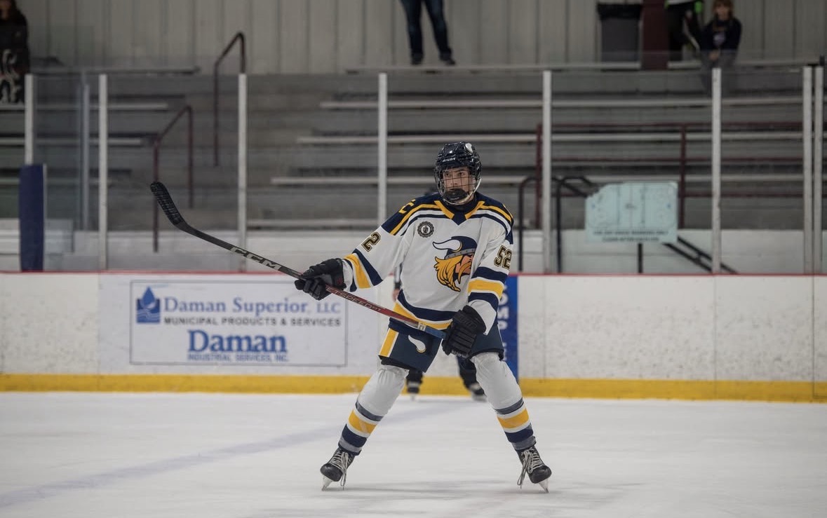 Dante Albanese '26 lines up for a one-timer to the top bin!