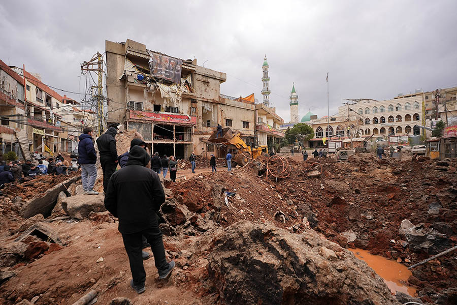 People inspect the damage in the Lebanese town of Nabi Chit March 7, 2026, where the Israeli military carried out an airborne operation that dropped troops overnight. (OSV News photo/Mohammad Yassine, Reuters)